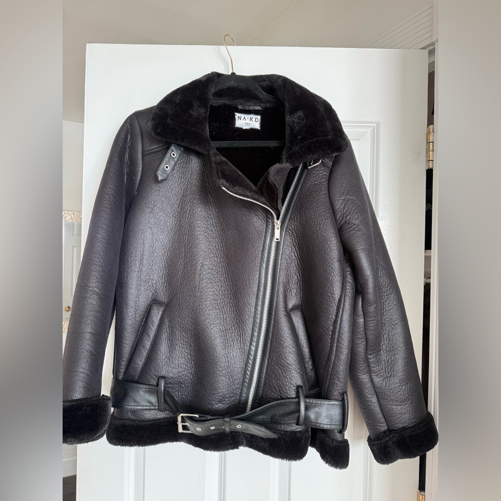 NA-KD Black Leather Jacket for Women